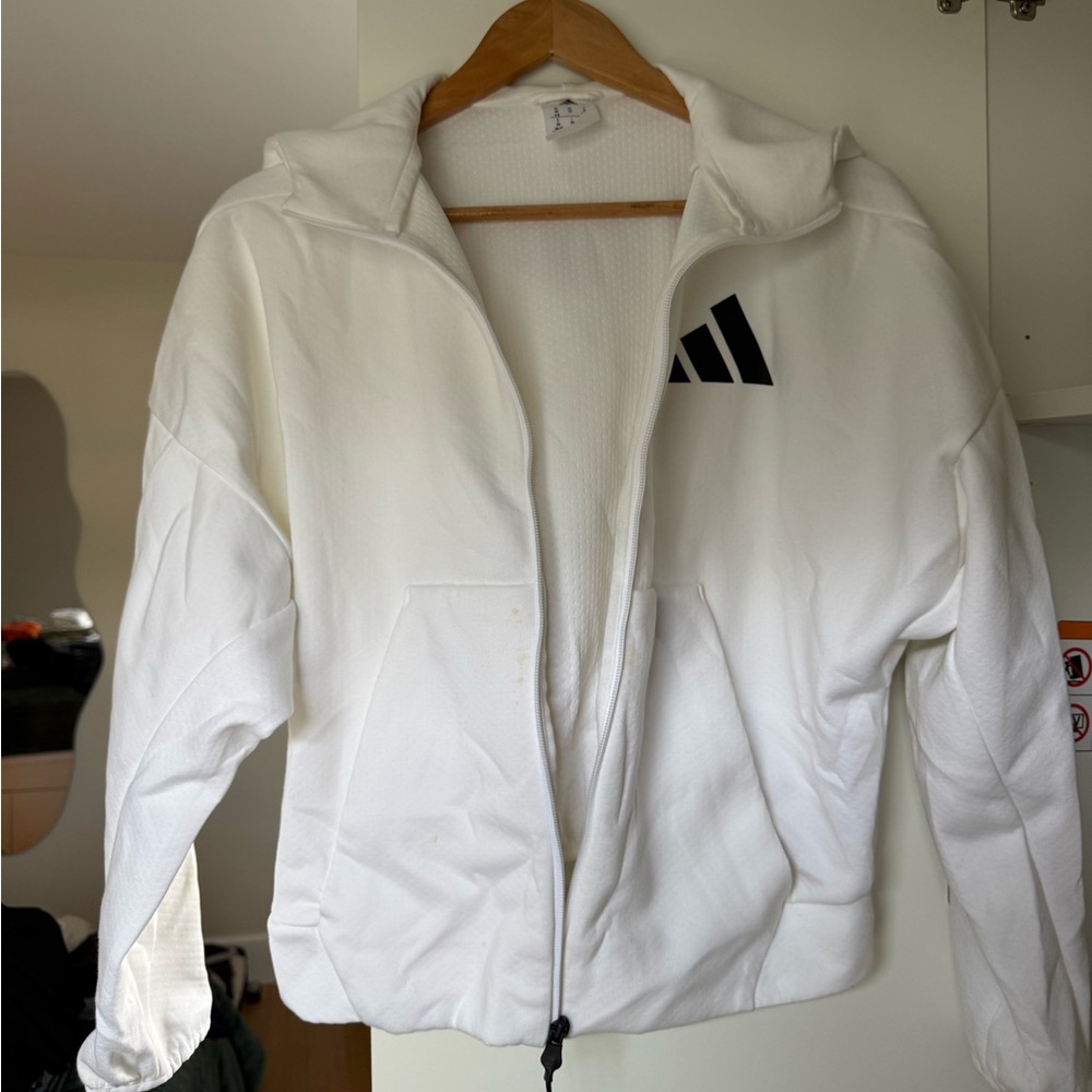 adidas White Hoodie with Black Logo